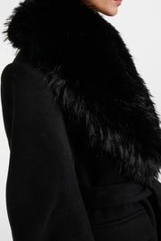 Faux Fur Collar Long Coat