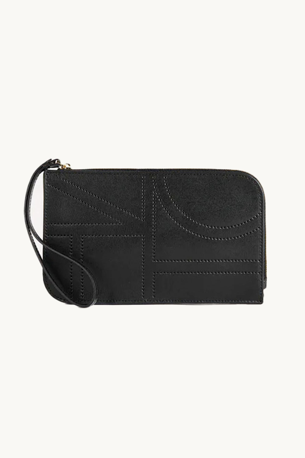 Monogram Leather Wristlet Pouch