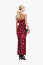 Red 3D Sequin Midi Dress