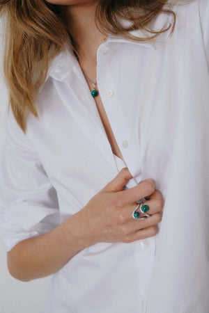 Band Ring I Malachite Silver