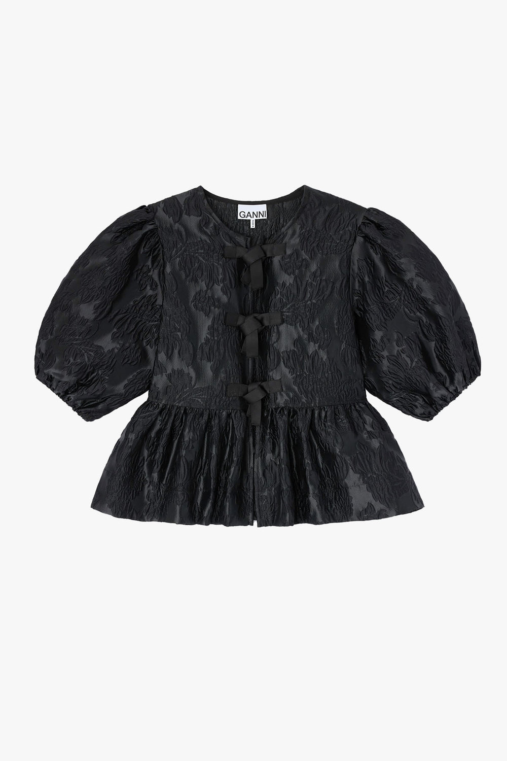 Satin Cloque Peplum Blouse