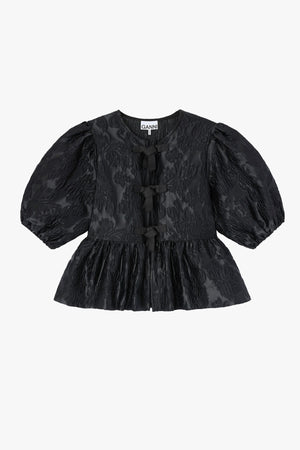 Satin Cloque Peplum Blouse
