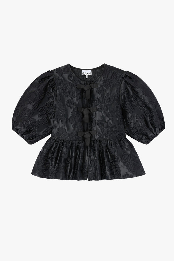 Satin Cloque Peplum Blouse