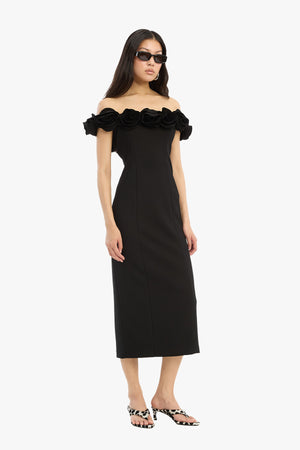 Crepe Midi FLower Dress