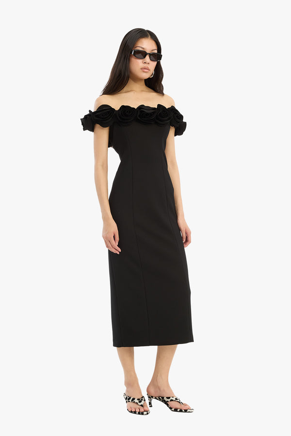 Crepe Midi FLower Dress