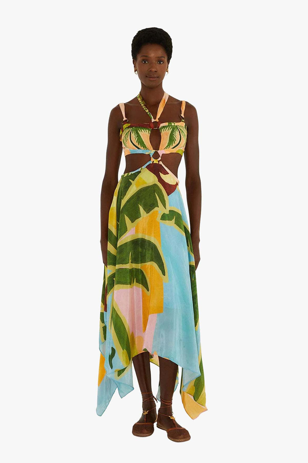 Tropical Painting Multicolor Maxi Dress