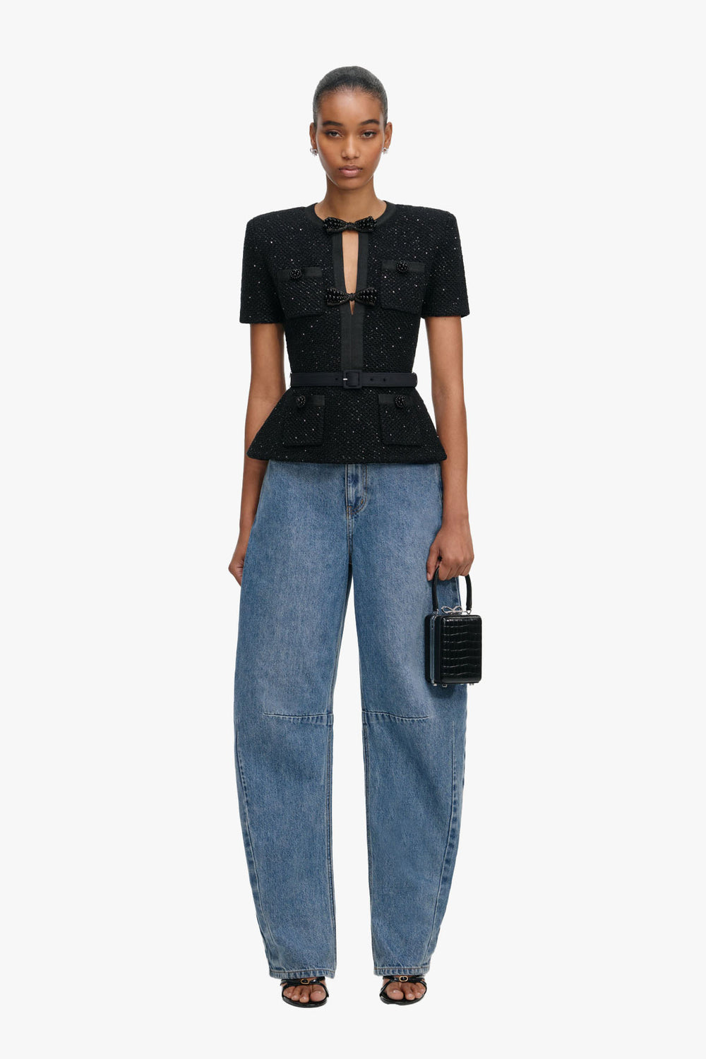 Black Sequin Knit Top