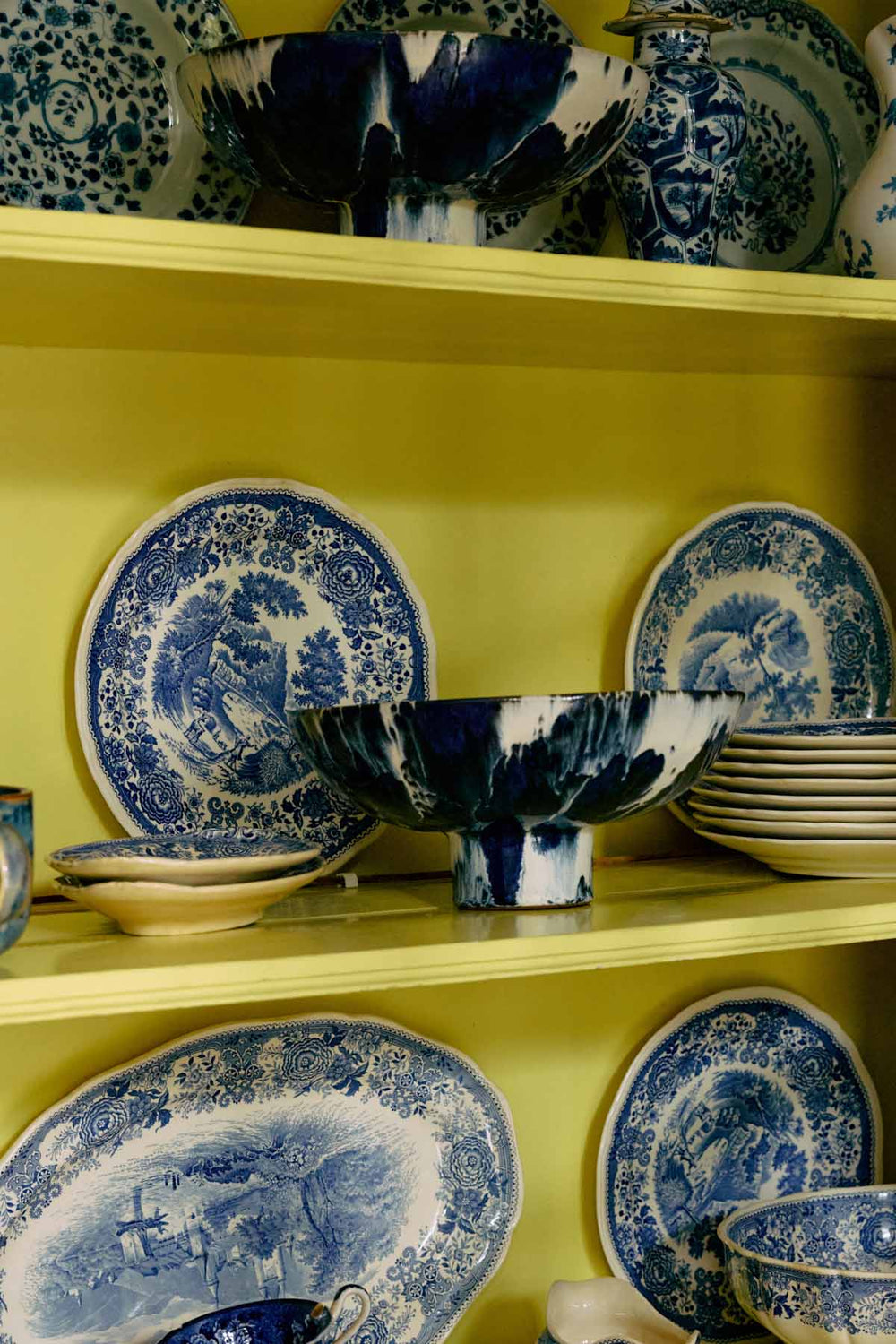 Ceramic Bowl On Base Indigo