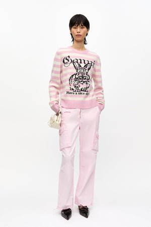 Striped Graphic Wool Mix Bunny Crewneck