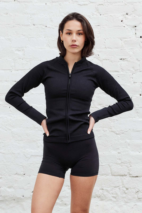 Ribbed Jacket Black