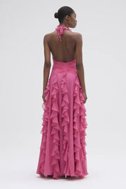 Silk Plisse Plunge Gown