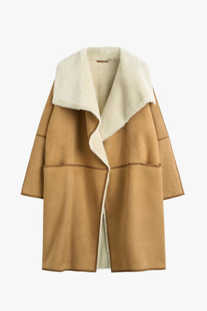 Draped Shearling Coat