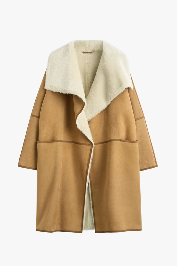 Draped Shearling Coat