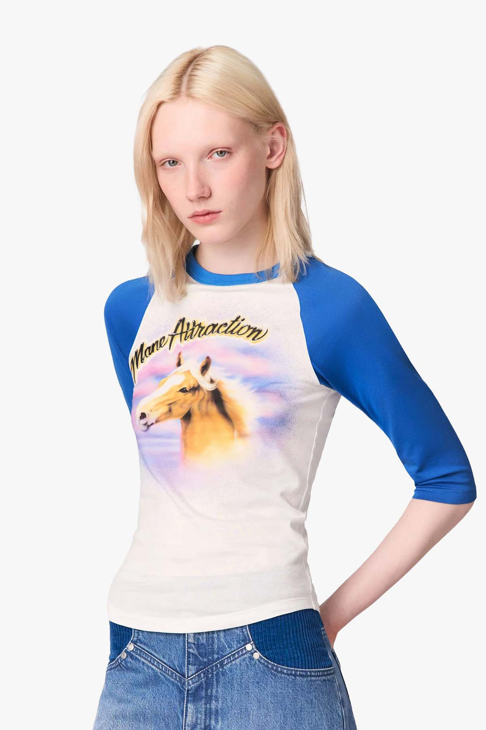 Air Brush Horse Print Baseball T Shirt