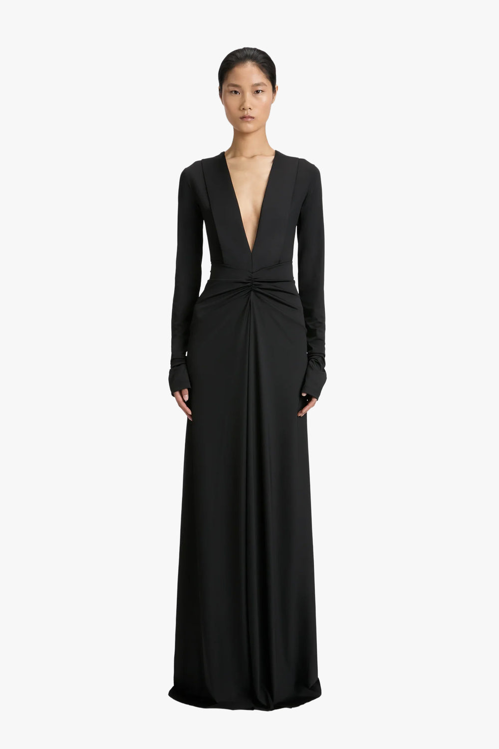 Long Sleeve Deep V-neck Gown