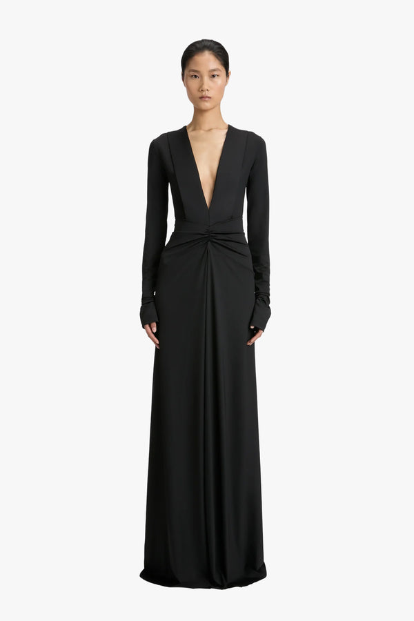 Long Sleeve Deep V-neck Gown