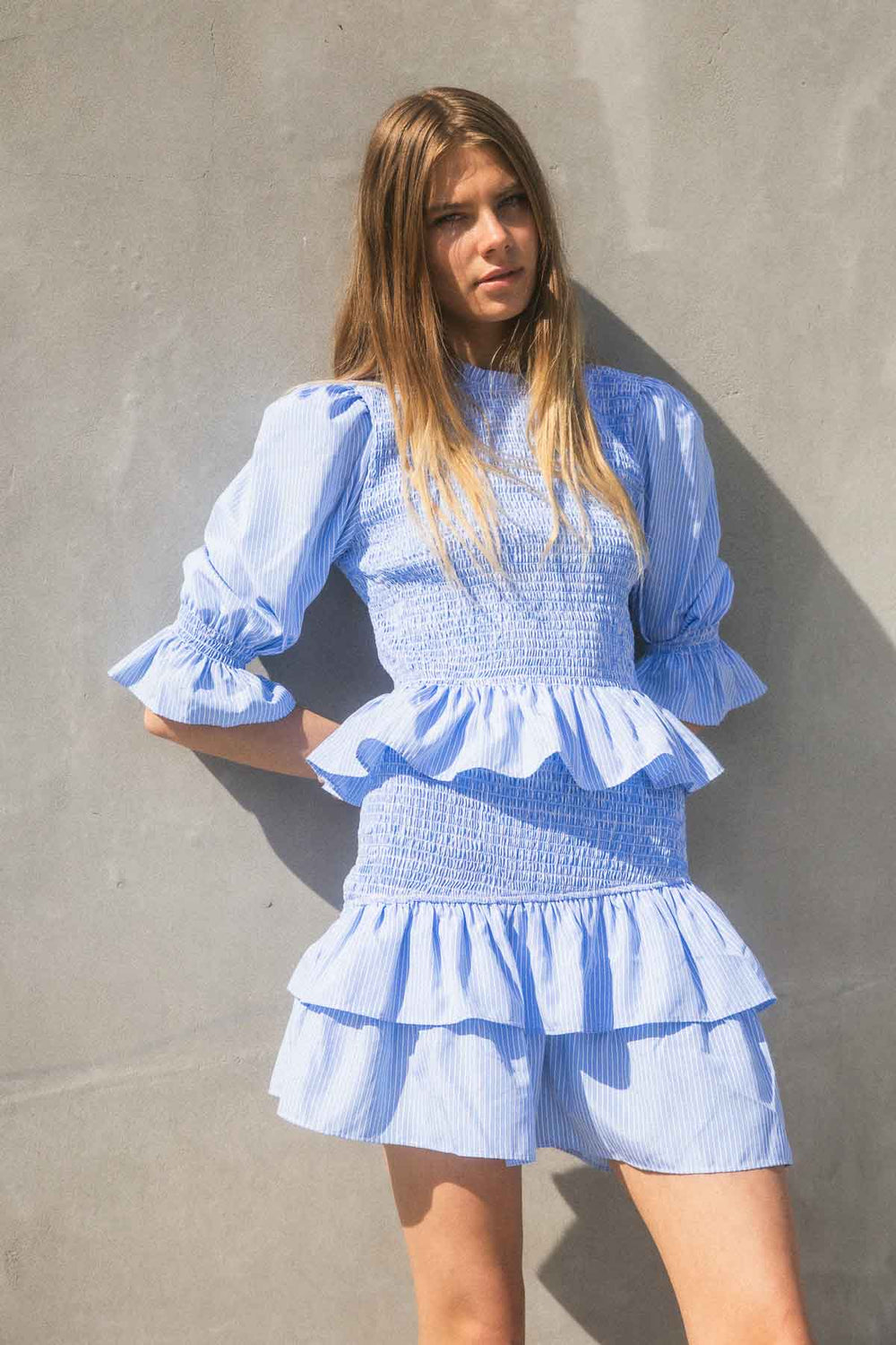 Long Sleeve Striped Smock Top