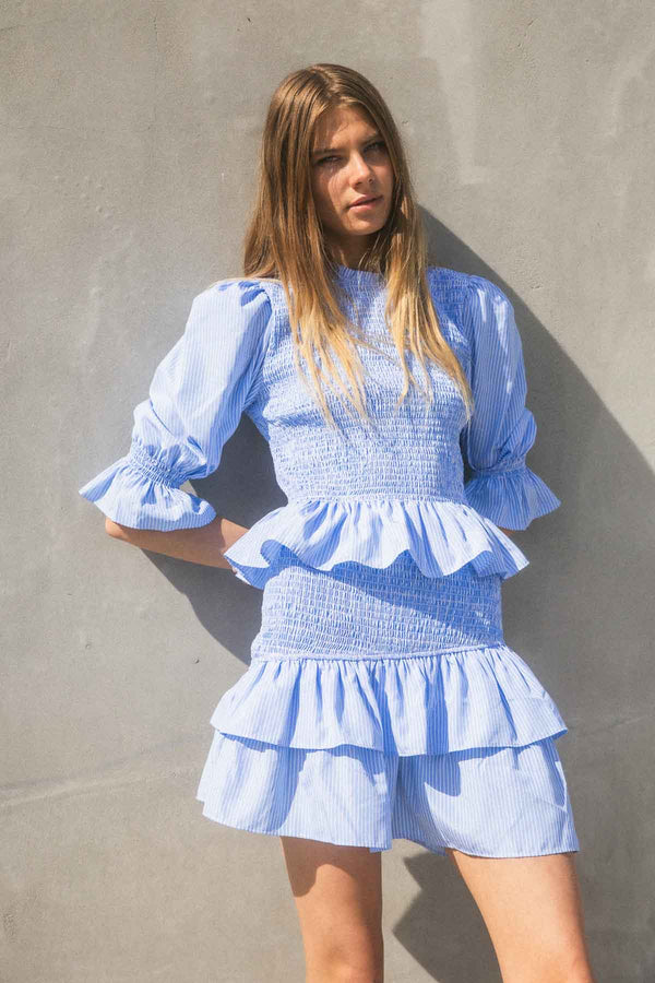 Long Sleeve Striped Smock Top