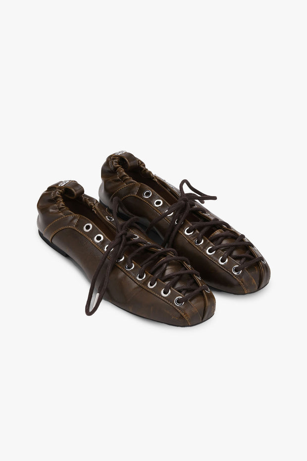 Eyelets Lace Up Ballerina Snake