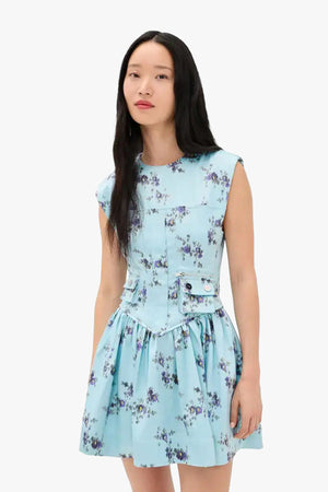 Printed Double Satin Corset Min Dress