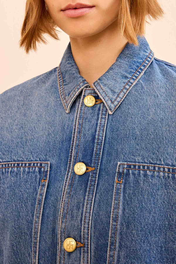 The Arquette Denim Peplum Jacket
