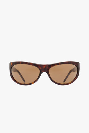 Semi Round Sunglasses Tortoise Brown Lens