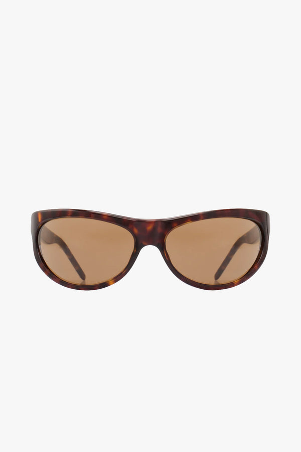 Semi Round Sunglasses Tortoise Brown Lens