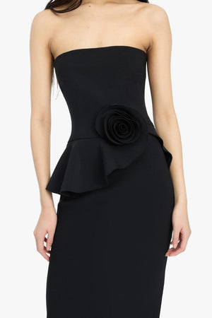 Long Flower Strapless Dress