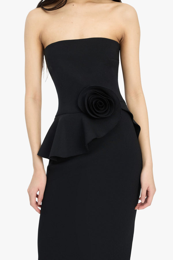Long Flower Strapless Dress