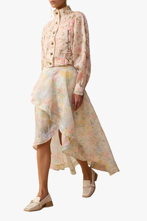 Clash Floral Peplum Midi Skirt