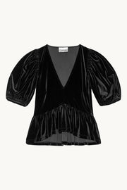 Velvet Jersey V-neck Blouse