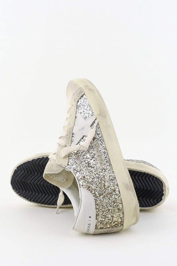 Super-Star Classic With List Glitter Upper Suede Toe And Tongue Leather Star And Heel