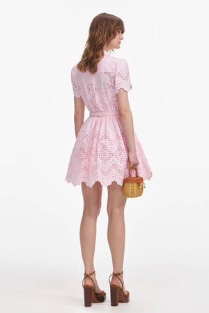 Pink Cotton Broderie Mini Dress
