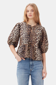 Printed Cotton Poplin Peplum Blouse