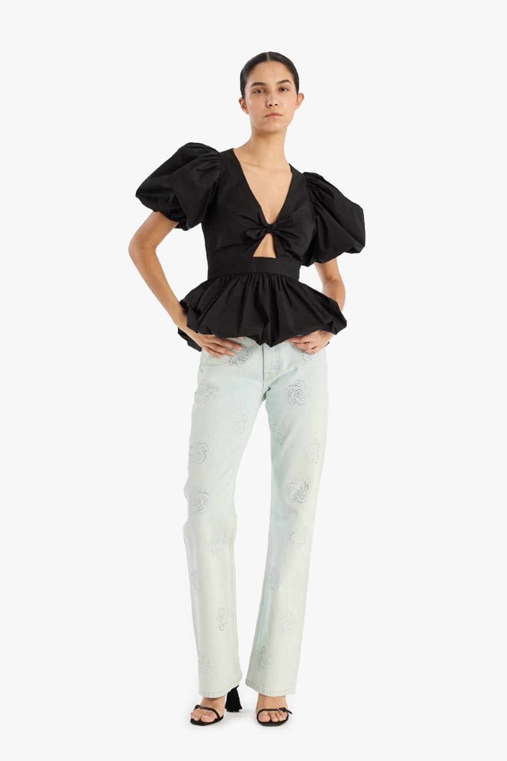 Washed Twill Stud Jeans