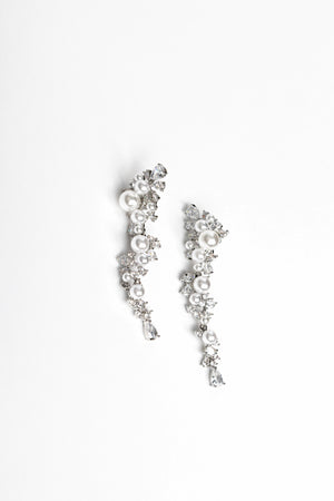 pearly silver drop earring
