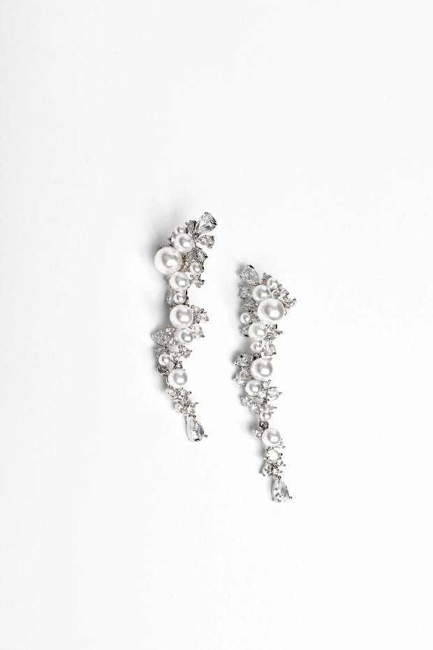 pearly silver drop earring