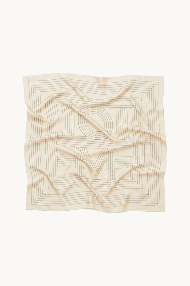 Striped Embroidered Monogram Silk Scarf