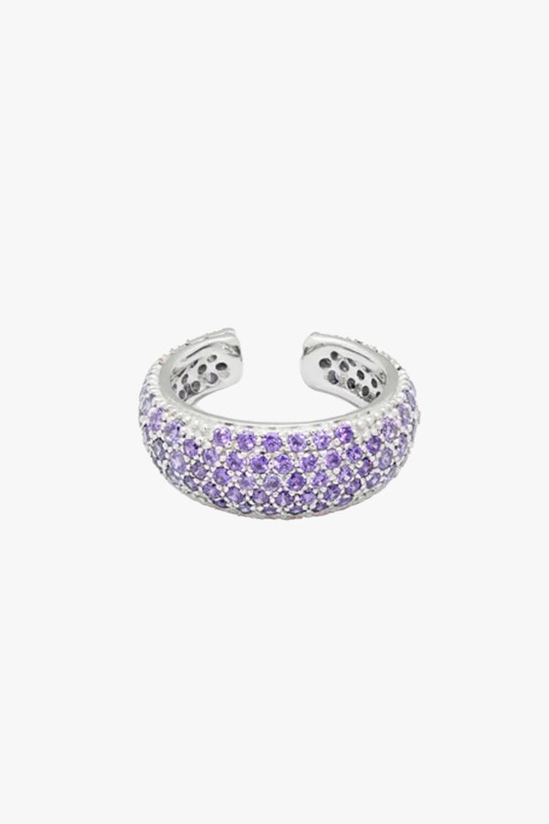 Ear Cuff Thick Violet Silver