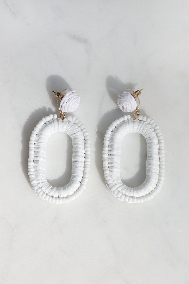 White Beaded Earrings