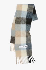 Checked Wool Fringe Scarf