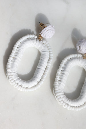 White Beaded Earrings