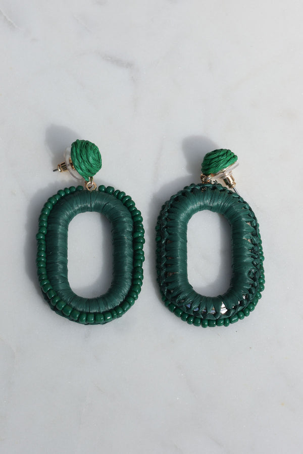 Green Beaded Earrings