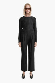Double Pleated Cropped Trousers
