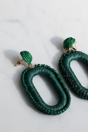 Green Beaded Earrings