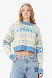 Graphic Lambswool Cropped O-neck