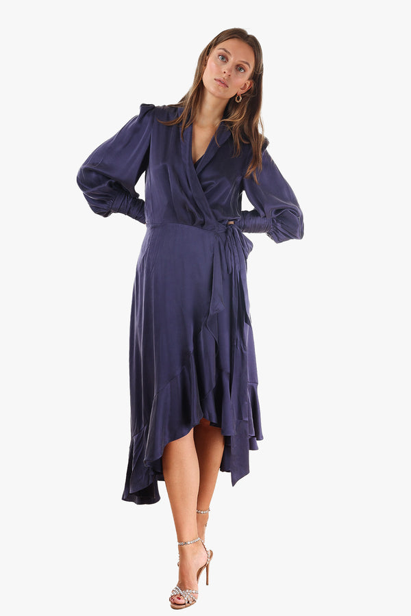 Silk Wrap Midi Dress