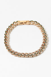 Gold Crystal Emerald Twisted Bracelet