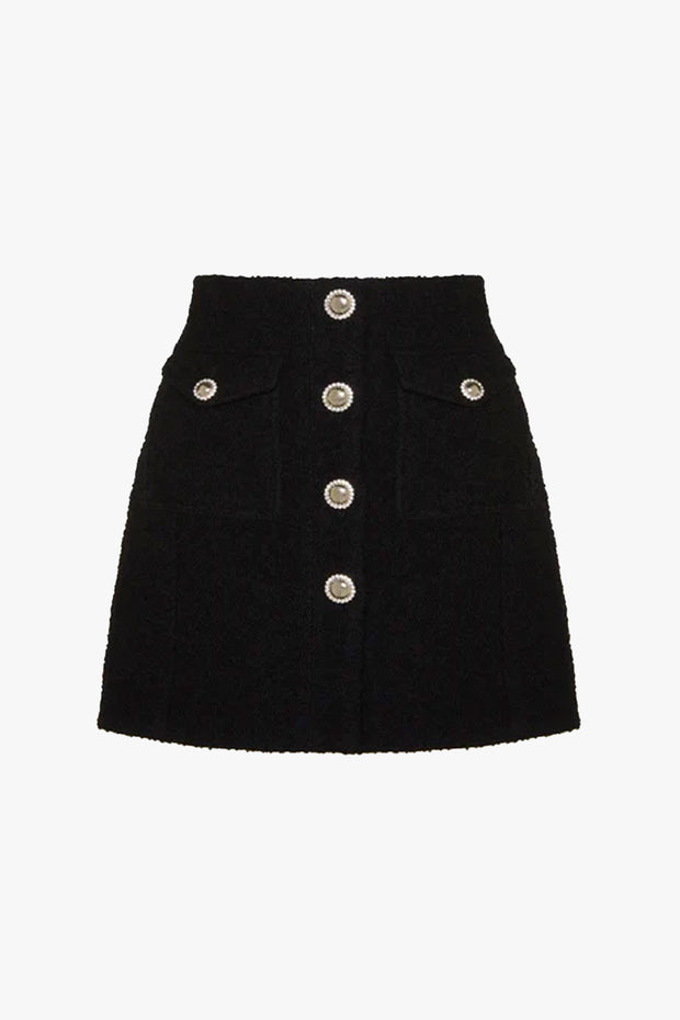Tweed Boucle Mini Skirt With Buttons