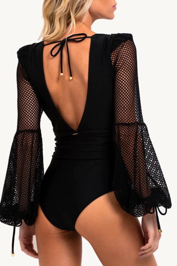 Plunge Netted One Piece